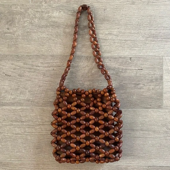 Brown Beaded Handbag - Picture 1 of 9